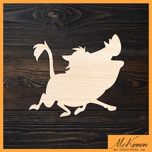 Sagoma in legno di Pumba, sagoma del personaggio Disney Il Re Leone, forma in legno grezzo