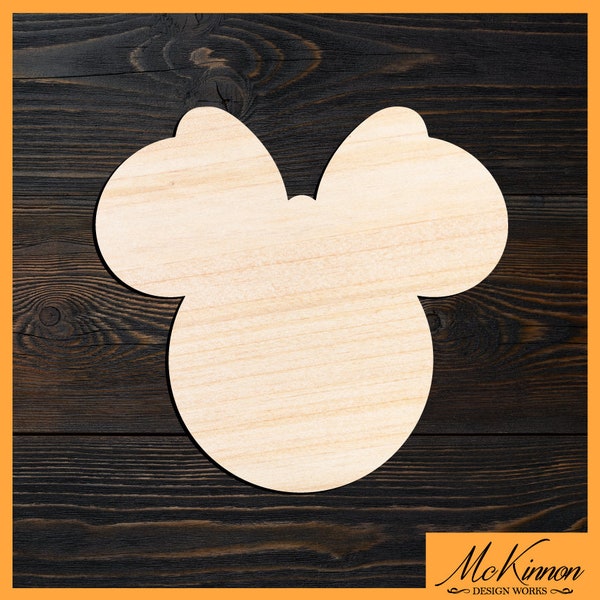 Minnie Mouse Cutout, Minnie Mouse Laser Cut Unfinished Wood Shapes, Minnie Mouse Head Cutouts, Mickey Mouse Ears, Disney Character Cutouts