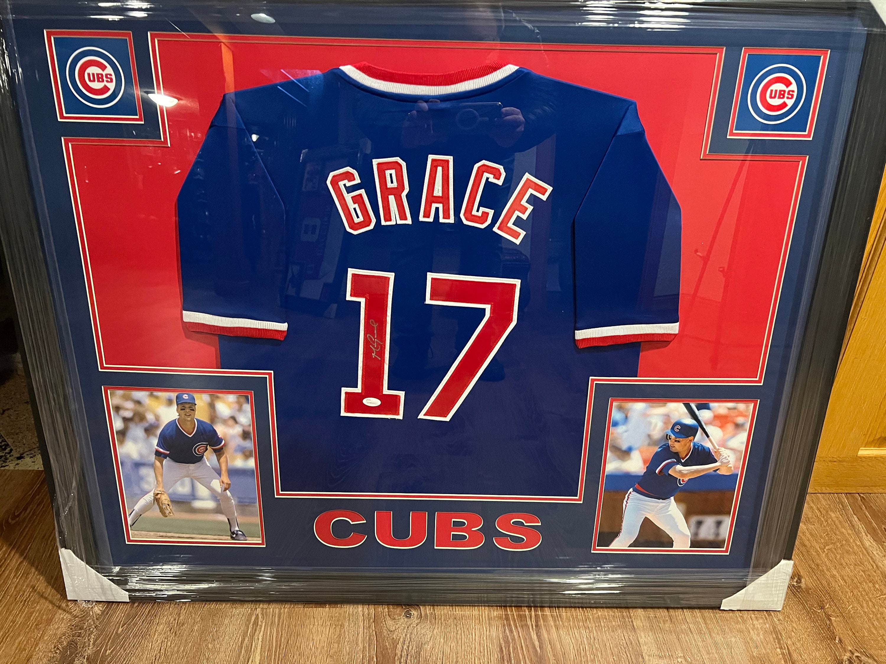 Mark Grace Autographed, Professionally Framed, Chicago Cubs Jersey  measuring 44x35 JSA