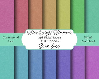 Paper Pack Shine Bright Shimmers Instant Digital Download Tiled Seamless Pattern Craft Paper Junk Journal Scrapbook Decoupage Commercial Use