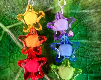 Rainbow Pride Earrings. Rainbow Stars with Sterling Silver Earring wires