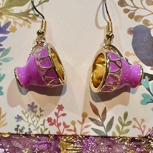 Teacup Earrings/Enamel Teacup/Enamel Teacup Earrings/Tea party Jewelry