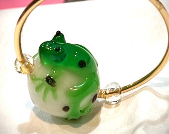 Lampwork Frog Pendant: Handmade Glass Bead Necklace