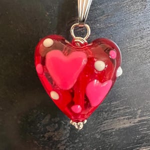 Red Glass Heart Pendant Necklace - Valentines Gift