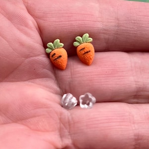 Tiny Carrot Stud Earrings: Orange Spring Jewelry