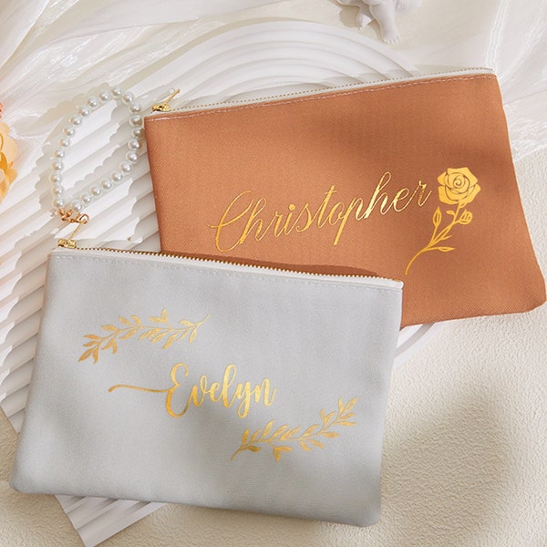 Bridesmaid Makeup Bag, Bridesmaid gifts, Makeup Bag with Name, Custom Cosmetic Bags for Her, Bridesmaid Proposal Gift