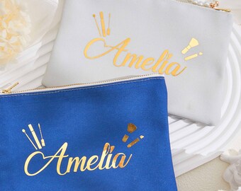 Personalized Makeup Bag, Makeup Bag with Name, Bridesmaid Cosmetic Bags for Her, Bridesmaid Proposal Gift, Wedding Gifts