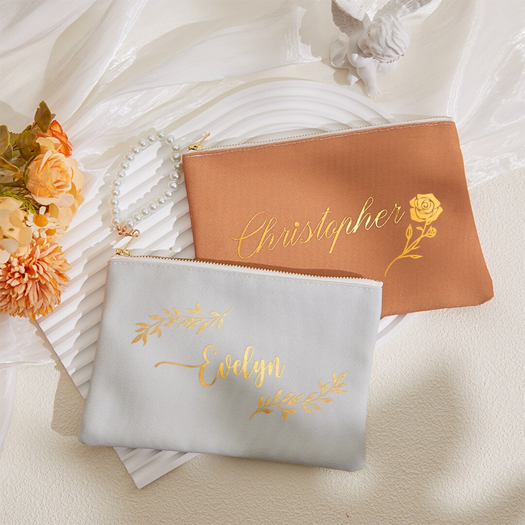 Personalized Foil Makeup Bag, Makeup Bag With Name, Custom Cosmetic ...