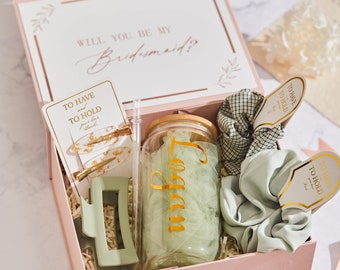 Gepersonaliseerde bruidsmeisje geschenken, Bruidsmeisje Voorstel Box, Elegant Will You Be My Bridesmaid Box Set, Bruidsfeest Geschenken