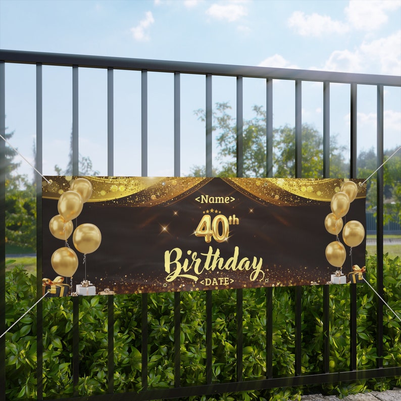 40th Birthday Banner Matte Banner Custom Name & Date - Etsy