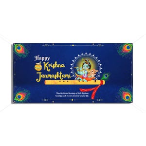 Vinyl Banners - Krishna Janmashtami - Festive Collection - 6 feet (L) x 3 feet (H)
