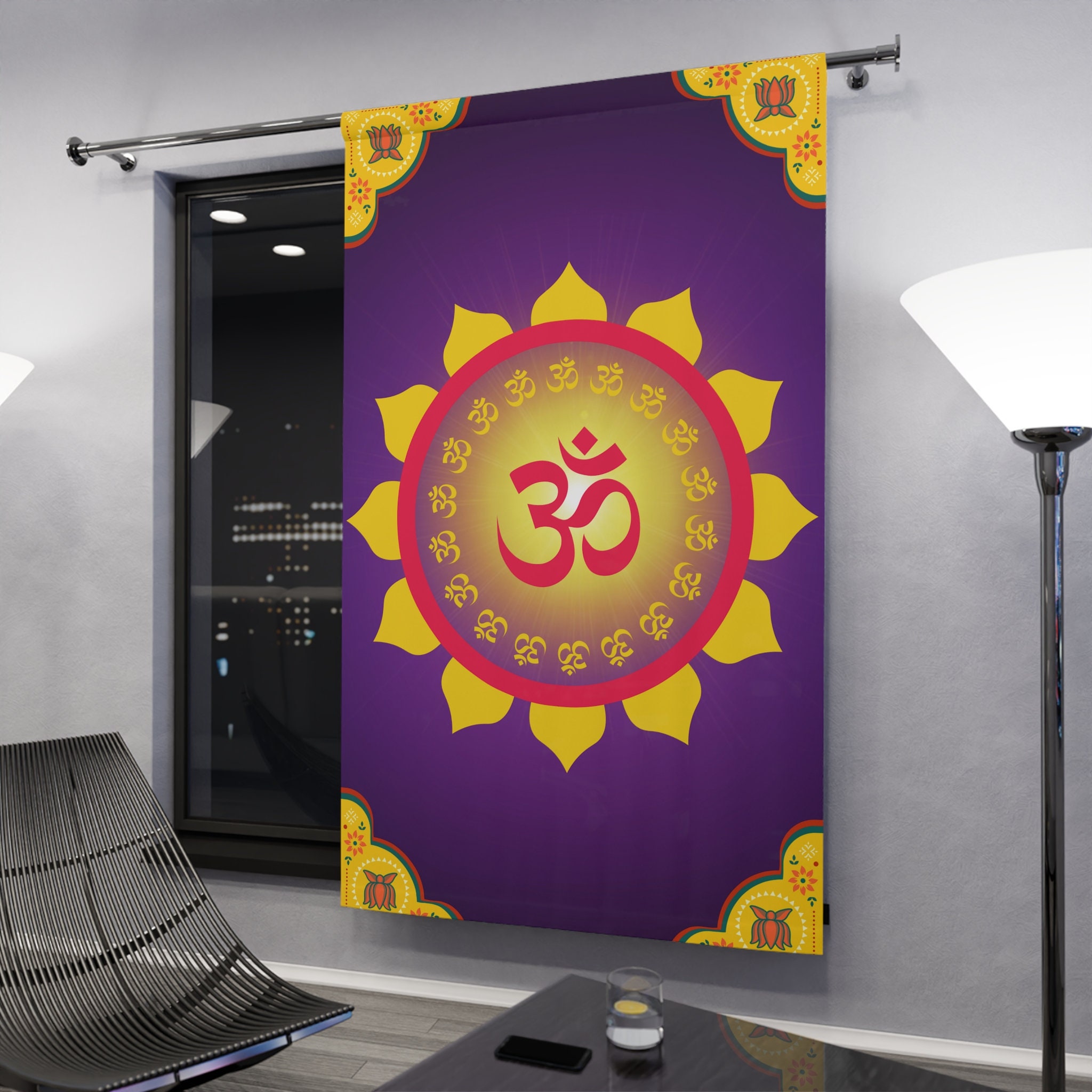 Pooja Room Curtain Om Curtain Window Curtains 1 Piece Etsy