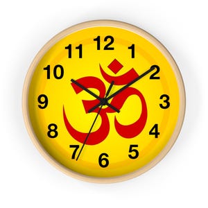 Reloj de pared hindú con letra Om, decoración espiritual, reloj para sala de meditación, regalo religioso, decoración de estudio de yoga, acento zen para el hogar