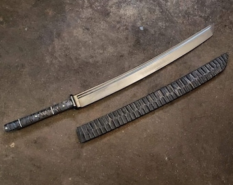 Handmade Carbon Steel Katana Sword, 30 inch Hunting Blade with Scabbard