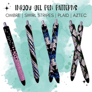 InkJoy Gel Pen Rhinestone Pen Templates | Ombre Swirl Stripes Plaid Aztec | 4 Patterns | SS10 Honeycomb Patterns