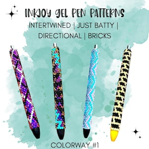 InkJoy-gelpen strass-pensjablonen | Met elkaar verweven Just Batty Directional Bricks Colorway 1 | 4 patronen | SS10 honingraatpatronen