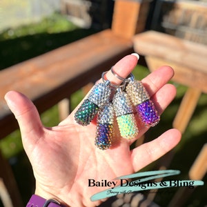 Mini porte-clés à pilules avec strass | Strass en verre de haute qualité | Pilulier bling bling