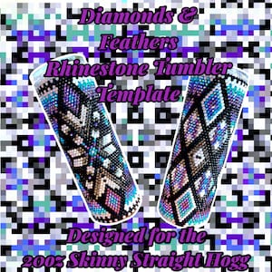 Diamonds & Feathers Design Rhinestone Tumbler Template | SS16 Honeycomb Pattern | 20oz Skinny Straight Tumbler from Hogg