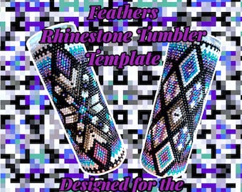Diamonds & Feathers Design Rhinestone Tumbler Template | SS16 Honeycomb Pattern | 20oz Skinny Straight Tumbler from Hogg
