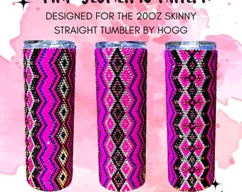 Pink Geometric Bright Design Rhinestone Tumbler Template | SS16 Honeycomb Pattern | 20oz Skinny Straight Tumbler by Hogg