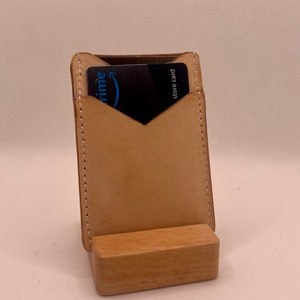 Natural full grain leather card holder, made in the USA