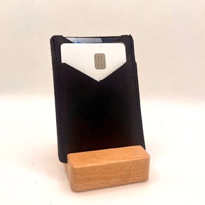 Dark Brown full grain leather card holder, made in the USA