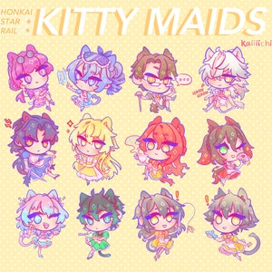 Honkai Star Rail Cat Girl Cat Boy Maid Vinyl Stickers Gacha