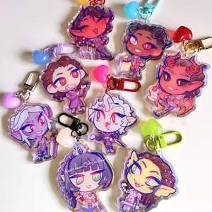 BG3 Epoxy Rainbow Acrylic Charms with heart Astarion Shadowheart Gale Wyll Lae&#39;zel Karlach Minthara Raphael