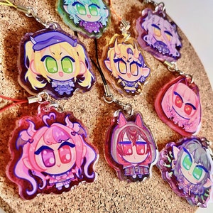 Vshojo Vtuber Glitter Epoxy Acrylic Keychains Charms 1.5&quot; Ironmouse Froot Matara Kuro Henya Doki