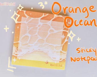Orange Ocean Sticky Notepad Stationary Orange Juice