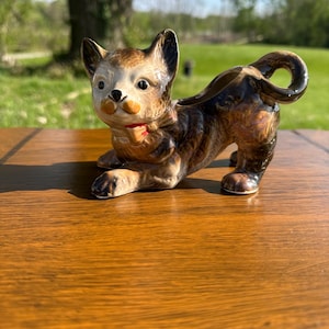 Vintage Keramik Katze Übertopf – Keramik Glückskatze Figur – Cold Paint Pottery – Mid Century Kätzchen Pflanzer – Katzenliebhaber Wohndeko