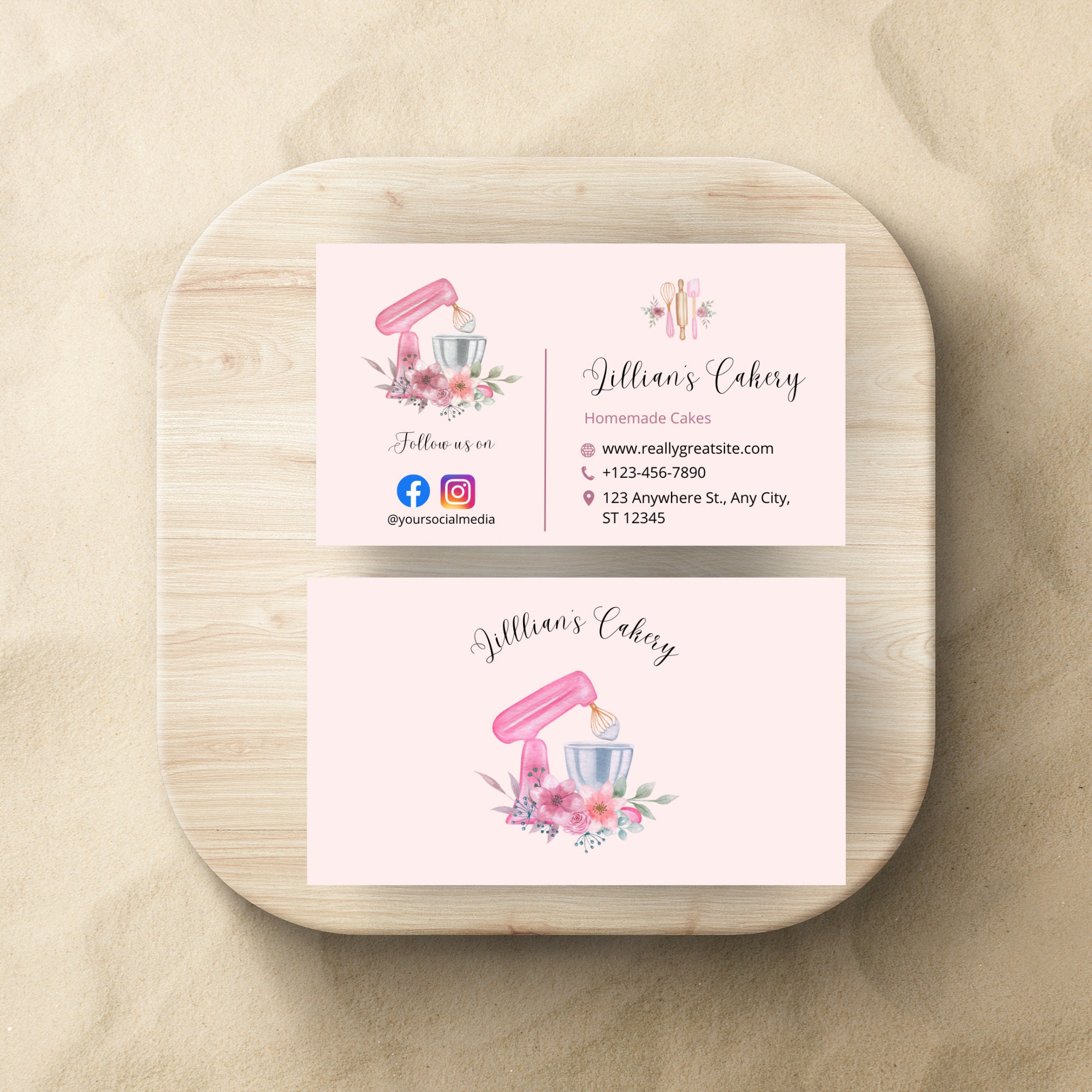 Bakery Business Card Template Custom Business Card Editable Printable