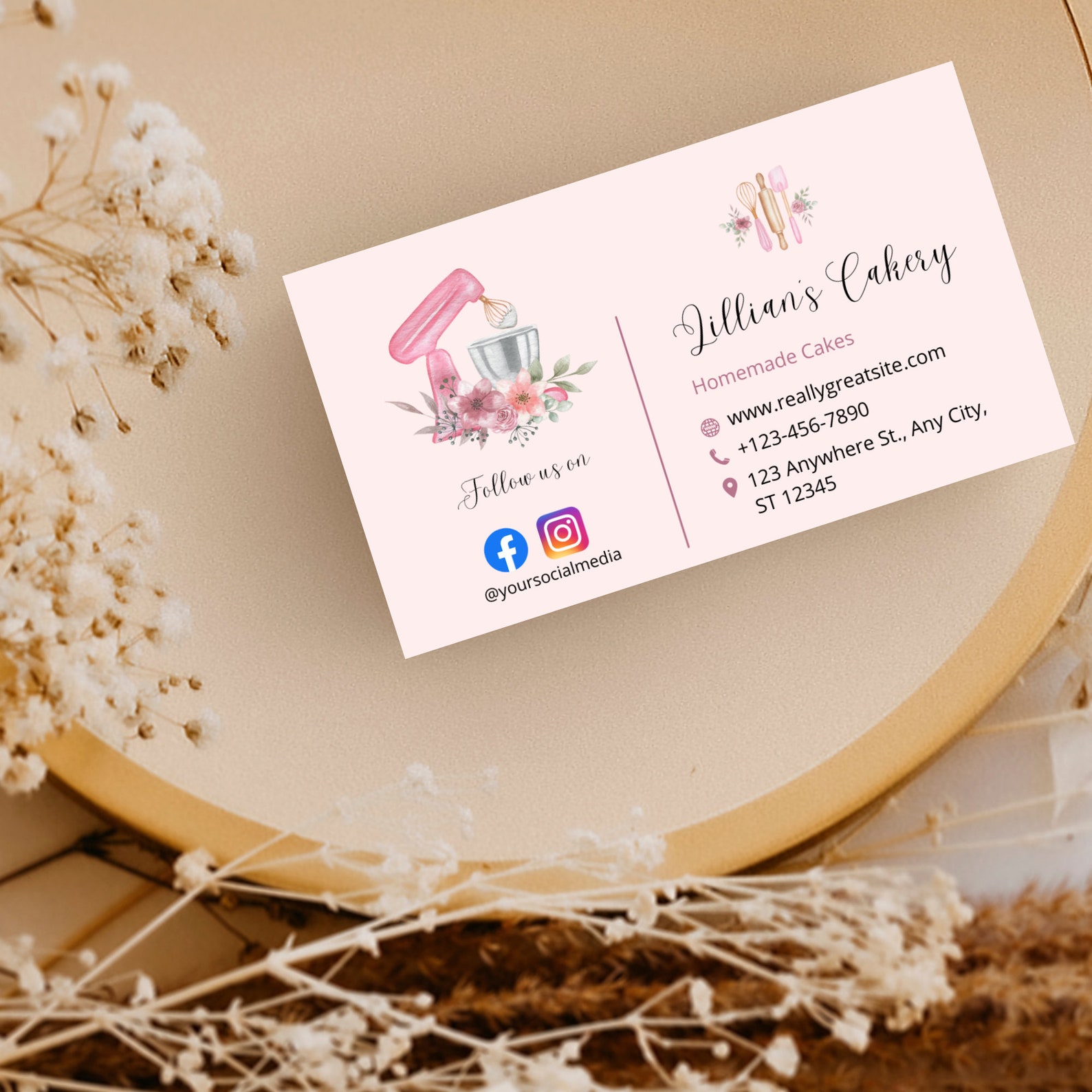 Bakery Business Card Template Custom Business Card Editable Printable