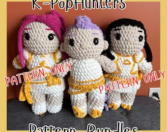 Kpop Inspired Hunter Pattern Amigurumi Bundle Crochet PDF Birthday Gift