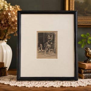 Morgan Dennis Signed Etching Come Again 1932 German Shepherd Dog Framed Vintage Art