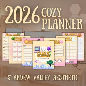 2026 Cozy Planner Bundle Gamer Stardew Valley Inspired Pixel Art Printable PDF PNG Yearly Monthly Weekly Daily Calendar Journal Set Tracker