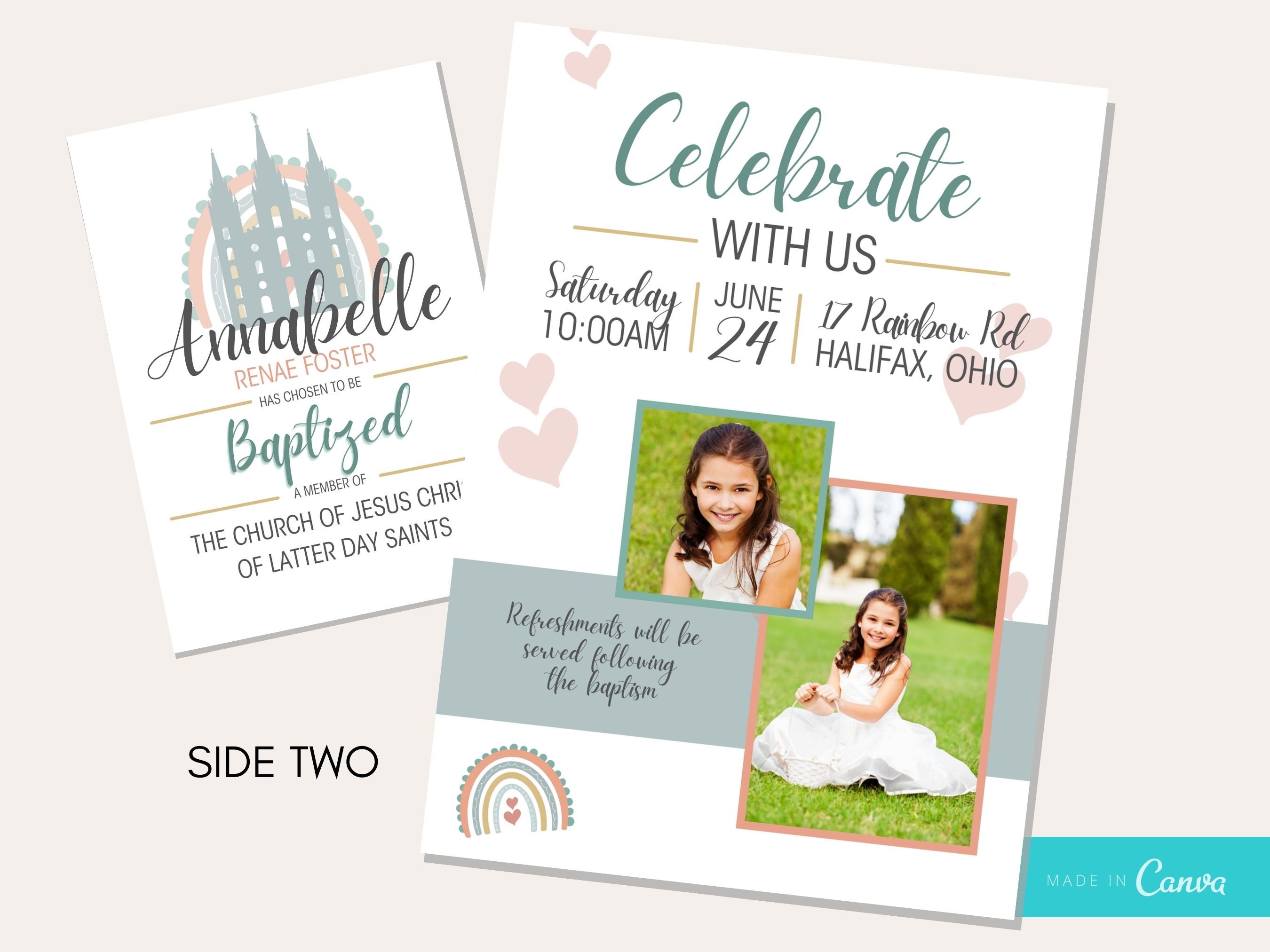 LDS Baptism Invitation | LDS Baptism Template | LDS Baptism Invitation ...
