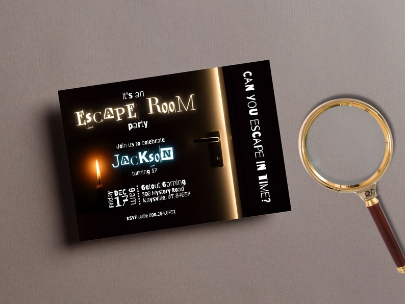 Escape Room Birthday Party Invitation, Editable Birthday Invitation