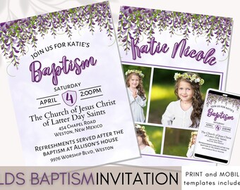 LDS Baptism Invitation Girl | LDS Baptism Invitation | Baptism Invitation Instant Download | LDS Floral Baptism Invite | Choose the Right