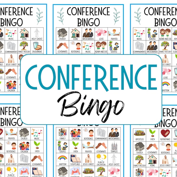 LDS General Conference Bingo, Latter Day Saints Games, LDS Conference, Come Follow Me, Printable Bingo Cards, LDS Church,