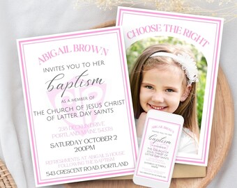 LDS Baptism Invitation | LDS Baptism Invitation Girl | Baptism Invitation Girl | Instant Download | LDS Baptism Announcement
