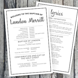 LDS Baptism Program, Baptism Program, LDS baptism, LDS Baptism Program Girl Boy, lds Baptism Invitation
