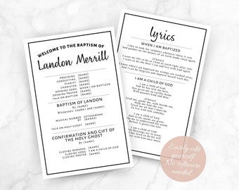 Programma di battesimo LDS, Programma di battesimo, Battesimo LDS, Programma di battesimo LDS per ragazze, Invito al battesimo lds