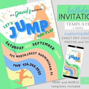Jump Invitation | Jump Birthday | Bounce Invitation | Jump Birthday Invitation Boy | Jump Party | Trampoline Invitation | Instant Download