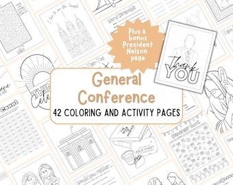 LDS General Conference Activity Packet, Coloring Pages (Digital Download)