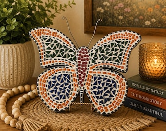 Mosaic Butterfly Wall Art - Multicolored Glass Tiles