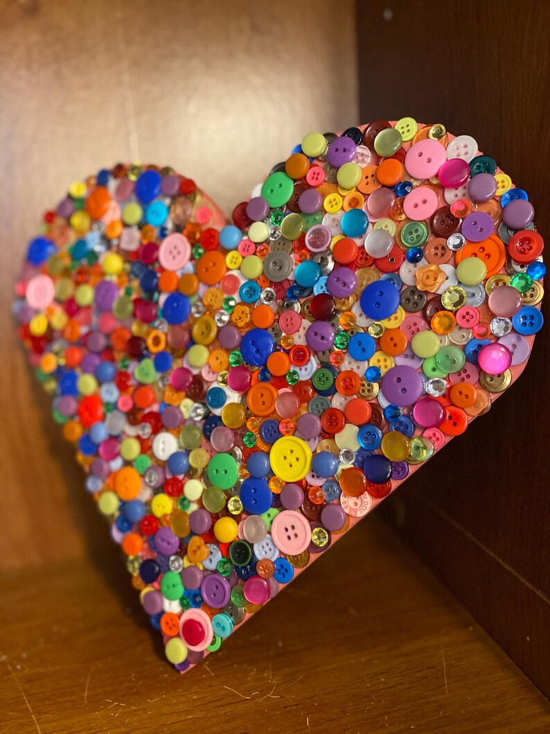 Button Art Heart: Mixed Buttons on MDF - Whimsical Gift - Etsy