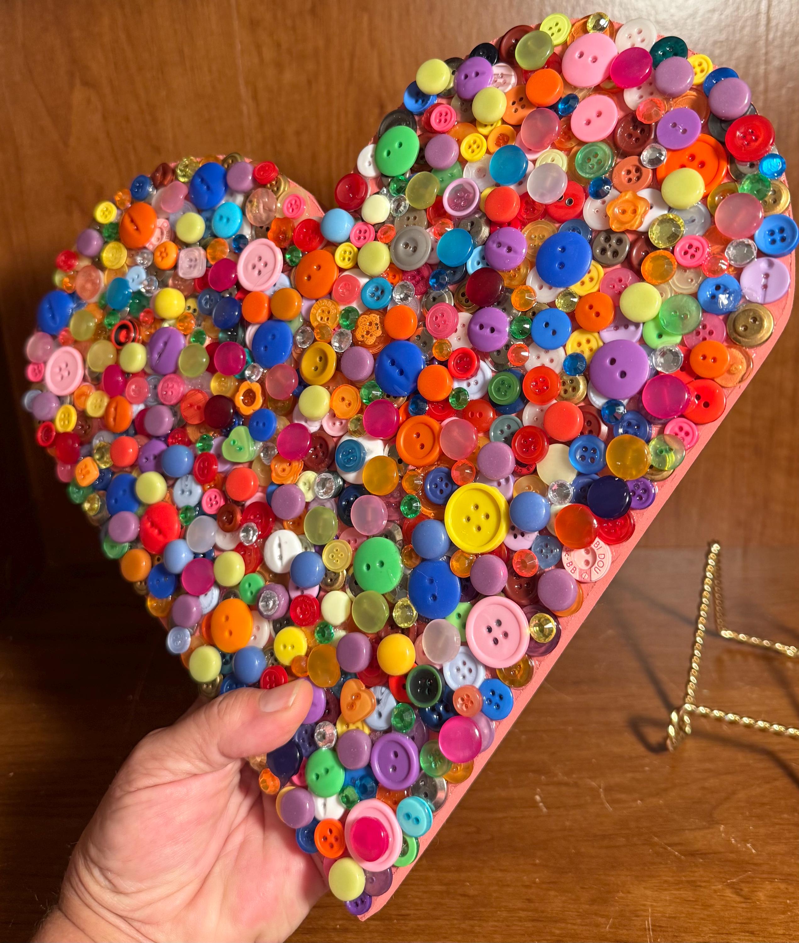 Button Art Heart: Mixed Buttons on MDF - Whimsical Gift - Etsy