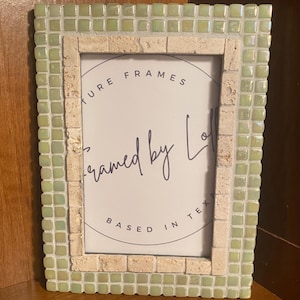 Handmade Frame with Small Green Tiles and Marble Strips