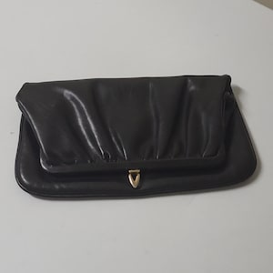 Vintage Foldable black Leather Clutch